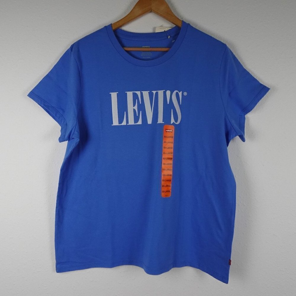 Levi's Short Sleeve T-Shirt Women's Size 2XL Blue Cotton Spell Out Logo